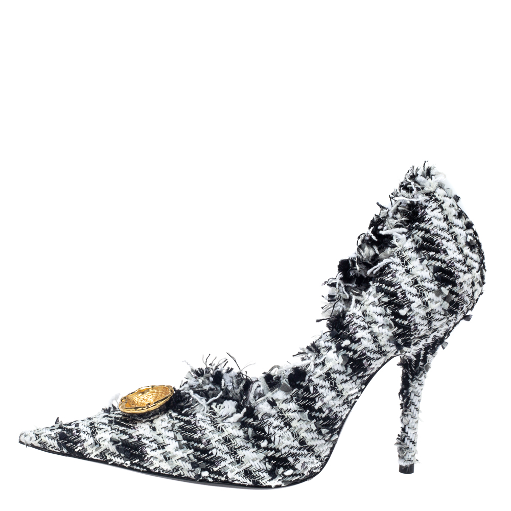 

Balenciaga Black/White Tweed D'orsay Pump Size