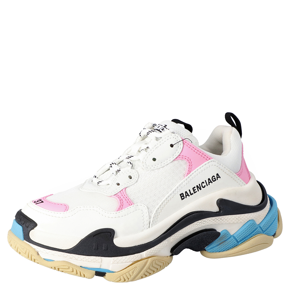 Pre-owned Balenciaga Multicolor Leather And Mesh Triple S Sneakers Size Eu 40