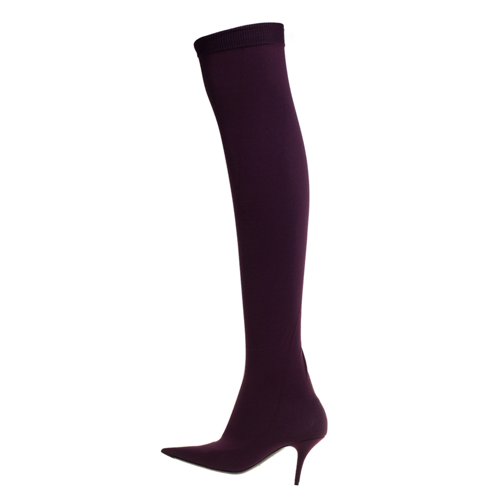 

Balenciaga Burgundy Fabric Knife Over The Knee Boots Size