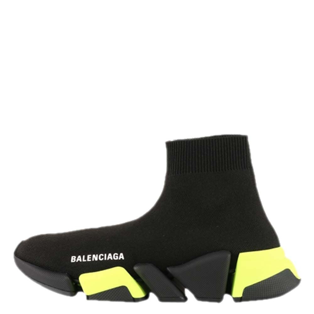 Pre-owned Balenciaga Black/yellow Speed 2.0 Sneaker Size Eu 39 In Multicolor