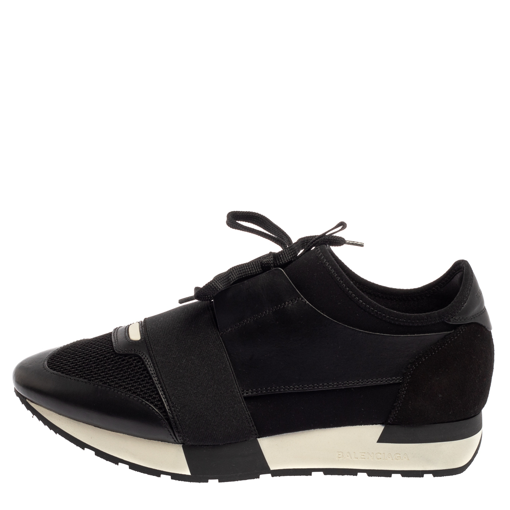 

Balenciaga Black Leather And Mesh Race Runner Sneakers Size