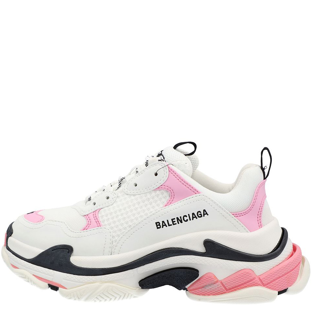 

Balenciaga White/Pink Leather and Mesh Triple S Platform Sneakers Size EU