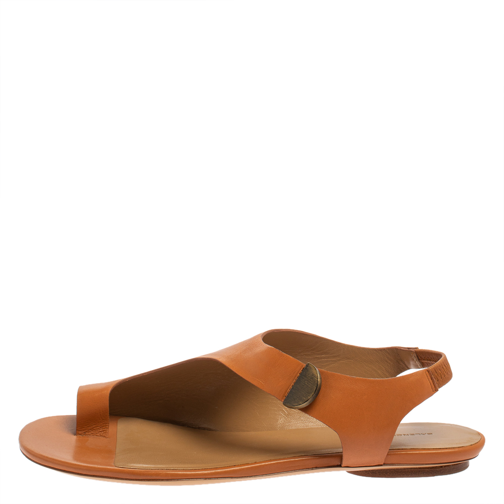 

Balenciaga Brown Leather Slingback Flat Sandals Size