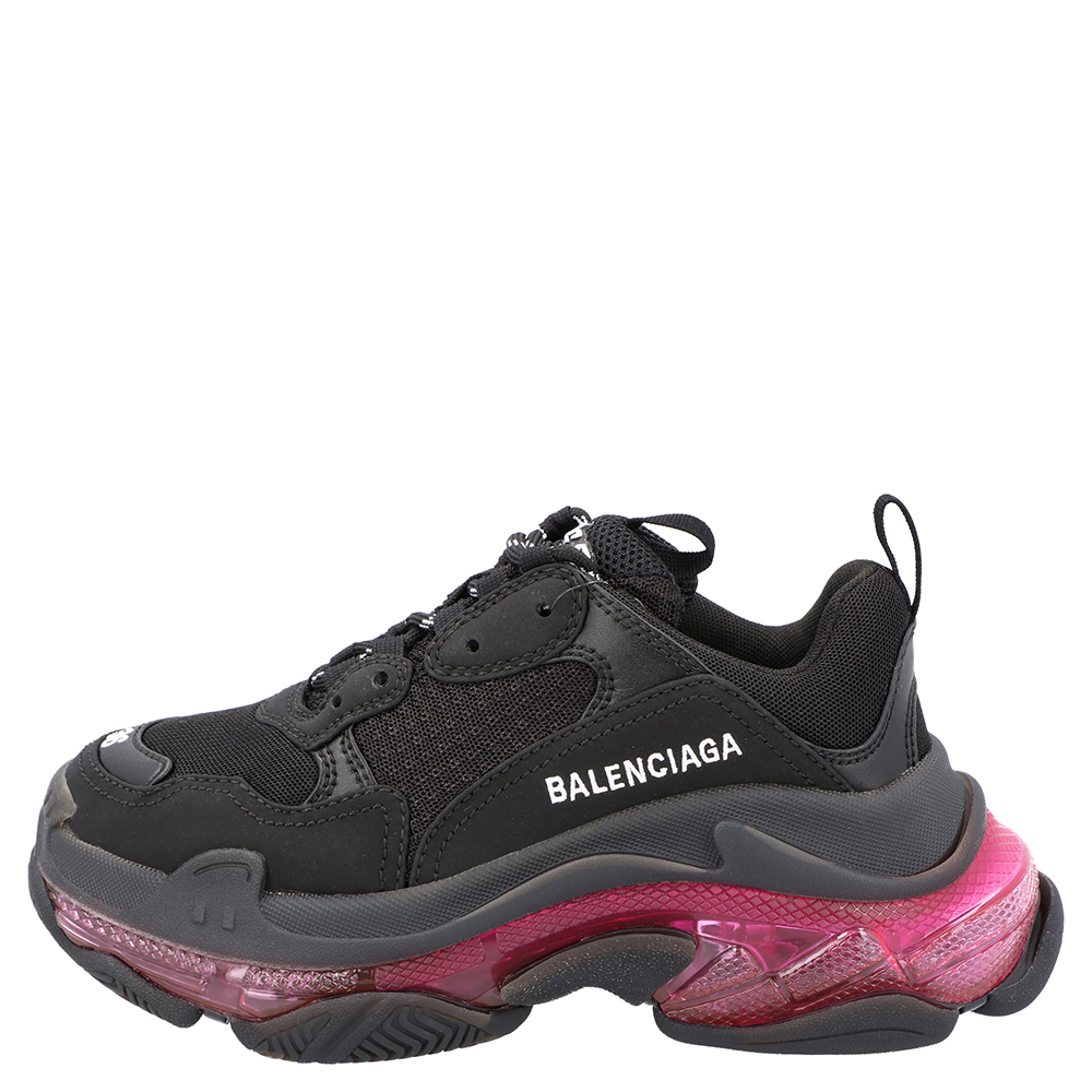 

Balenciaga Black/Pink Triple S Clear Sole Sneakers Size EU