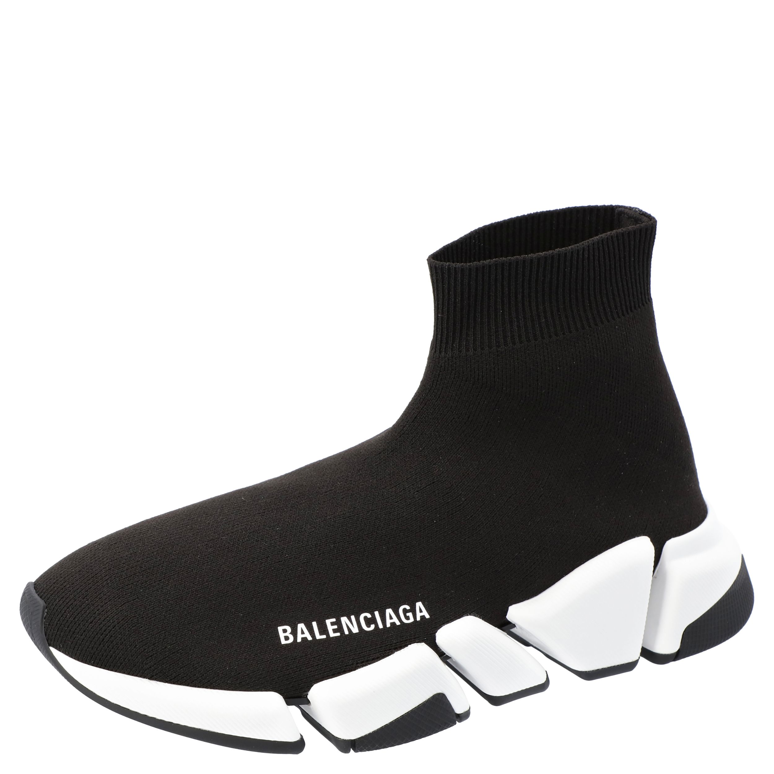 Pre-owned Balenciaga Black Knit Speed.2 Sneakers Size Eu 38