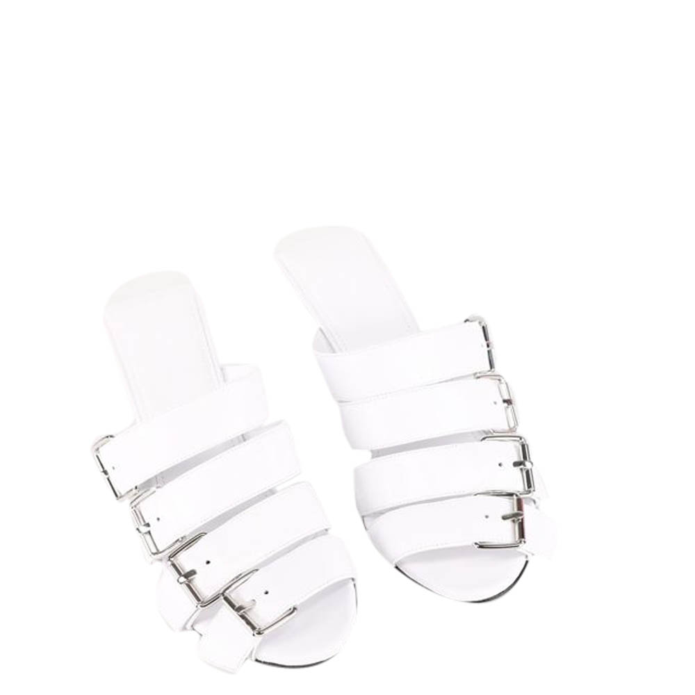 

Balenciaga White Leather Buckle 80 Mules Size EU