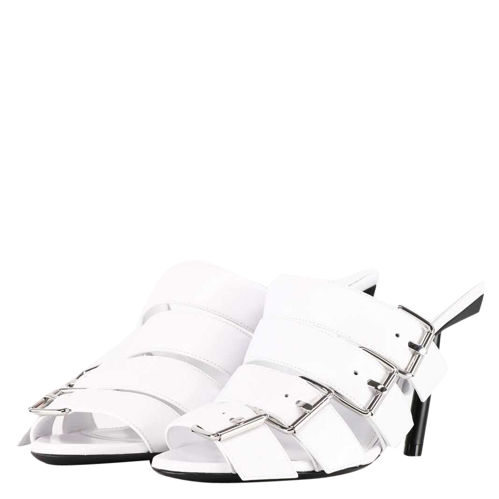 

Balenciaga White Leather Buckle Sandals Size IT