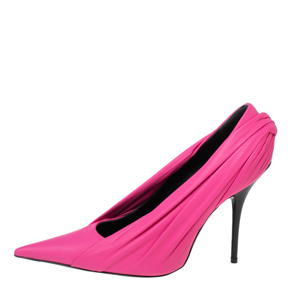 

Balenciaga Pink/Black Leather Knife Pointed Toe Pumps Size
