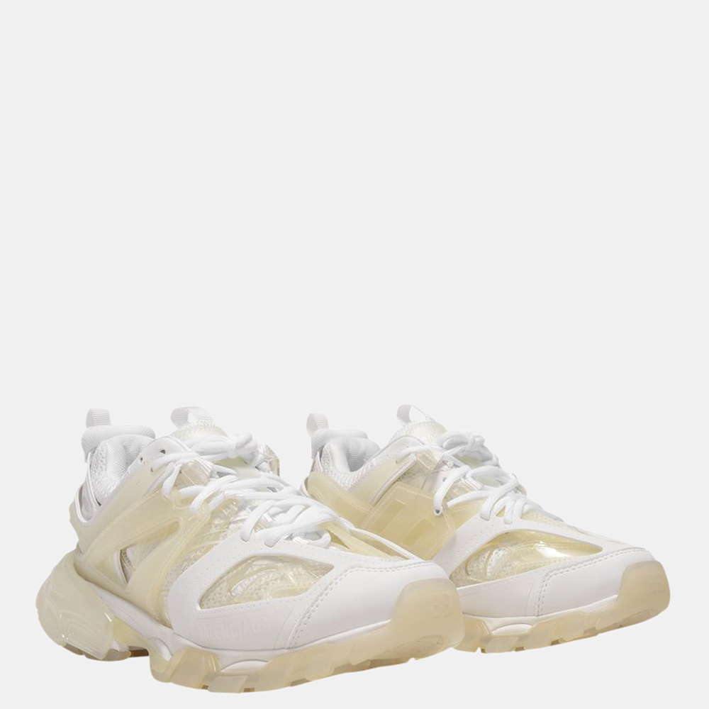 

Balenciaga White Canvas and Leather Track Clearsole Sneakers Size EU