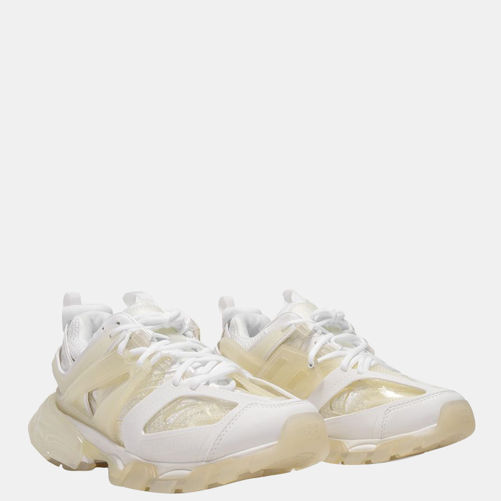 

Balenciaga White Canvas and Leather Track Clearsole Sneakers Size EU