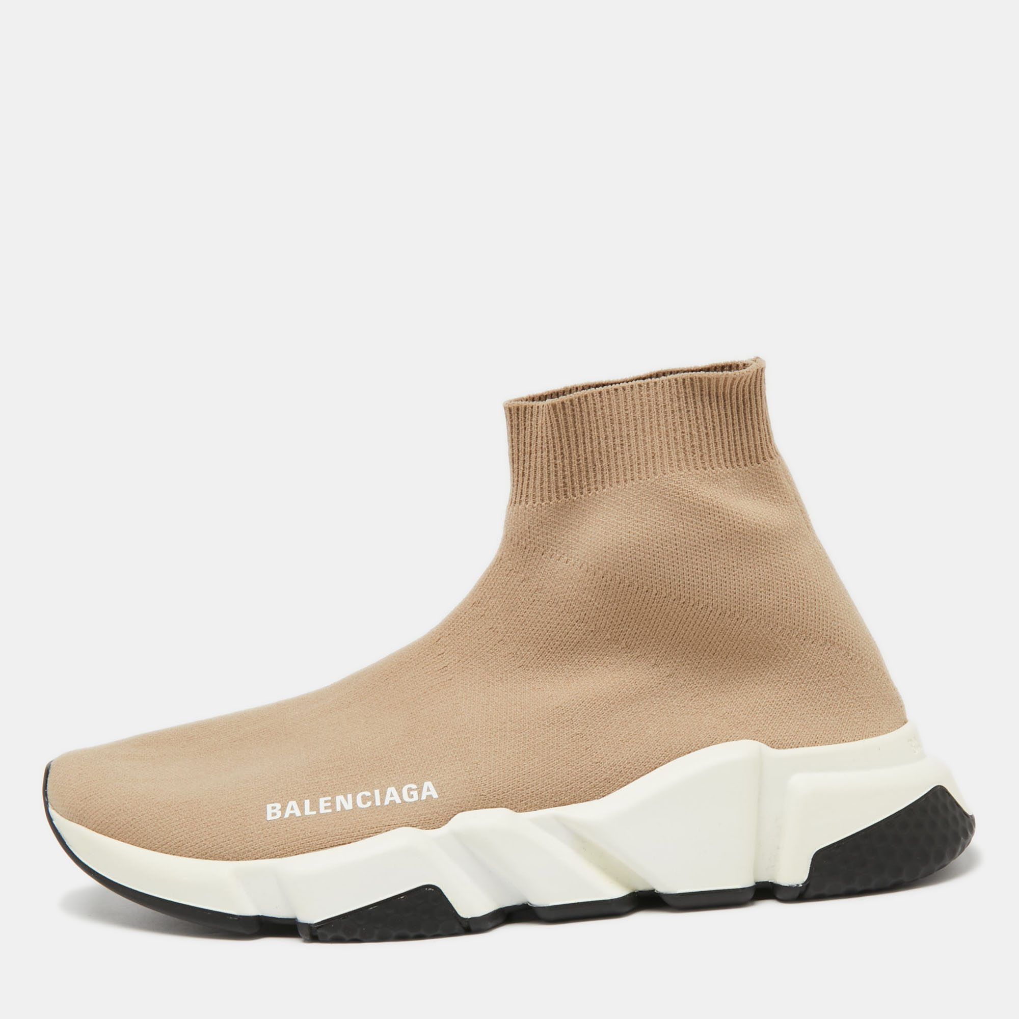 

Balenciaga Light Brown Knit Fabric Speed Trainer Sneakers Size 39