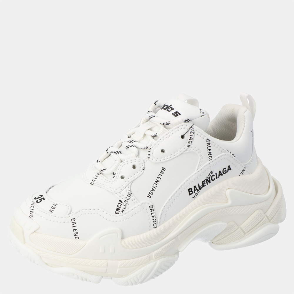 

Balenciaga White Triple S All Over Logo Sneakers Size EU