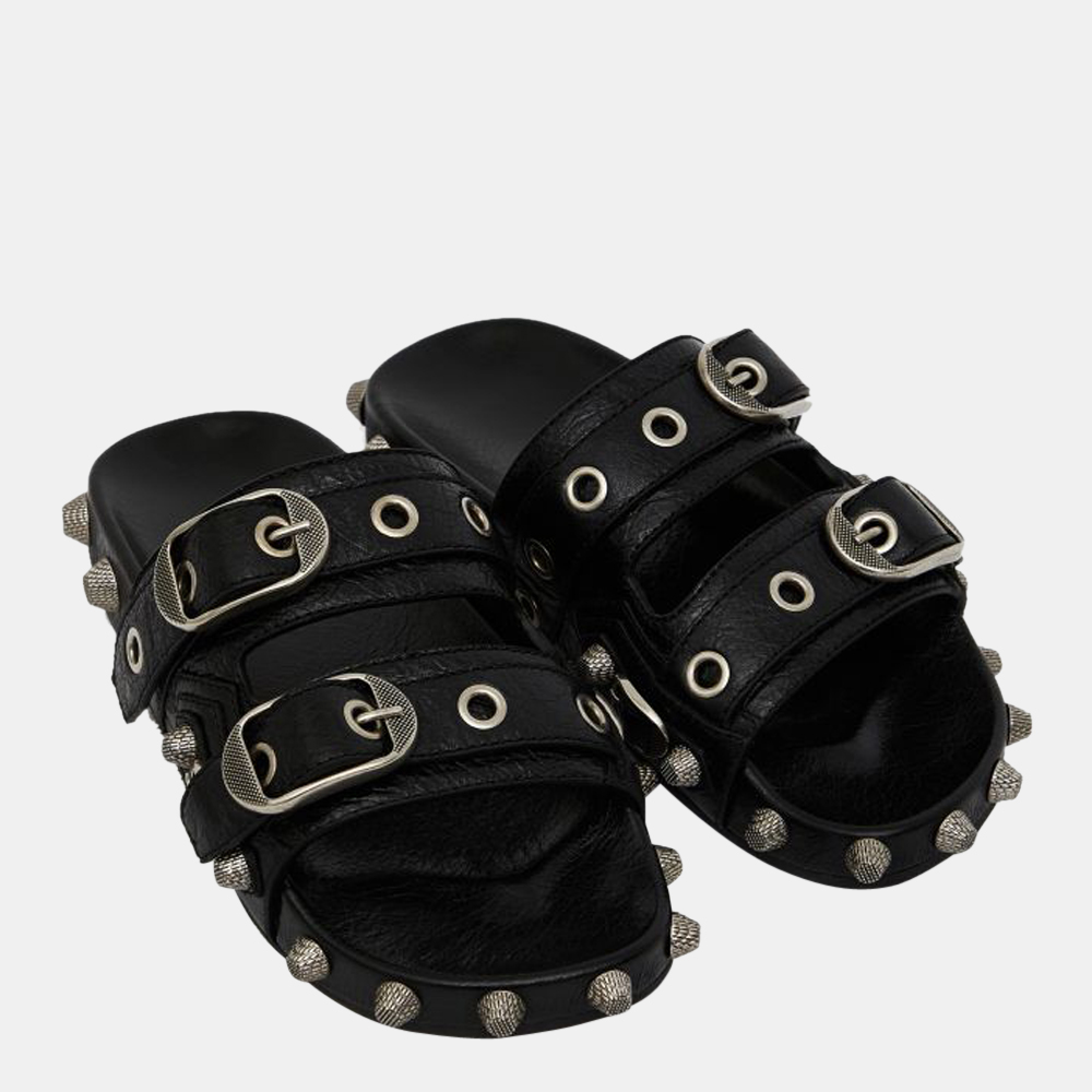 

Balenciaga Black Cagole Slide Sandals Size EU