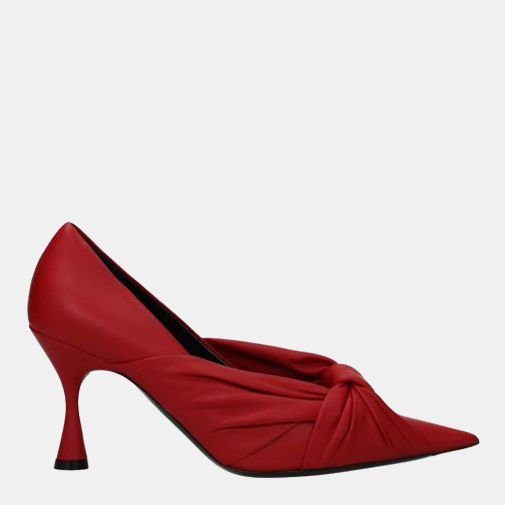 

Balenciaga Red Leather Drapey Pumps Size US 5.5 EU
