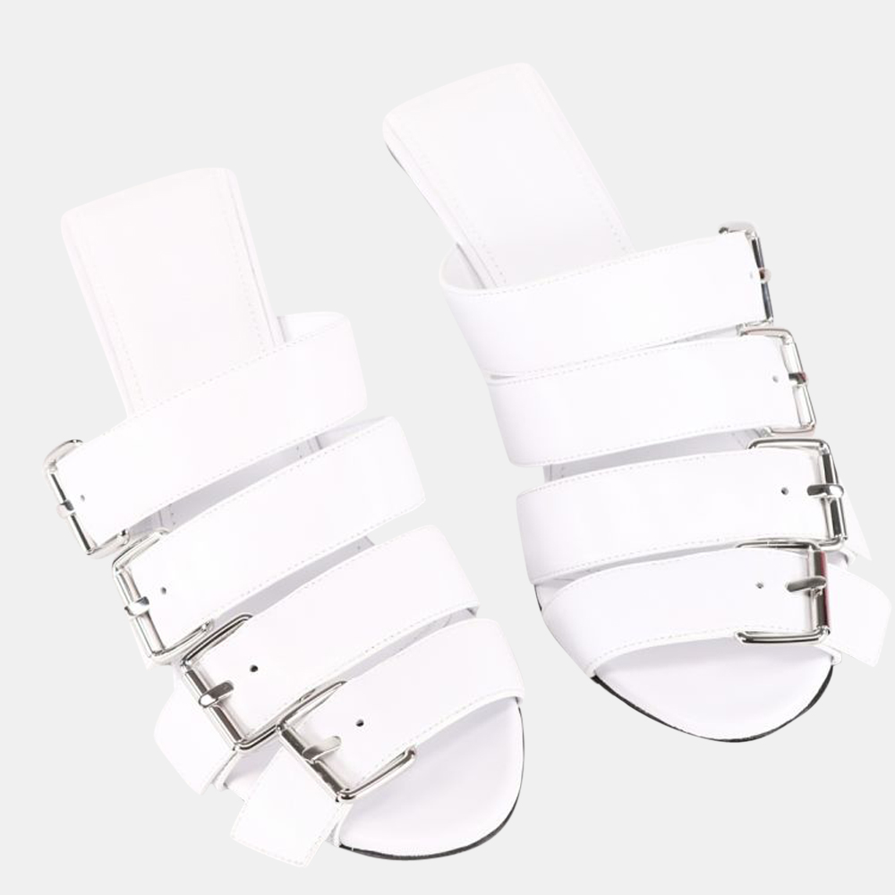 

Balenciaga White Leather Buckle Sandals Size EU