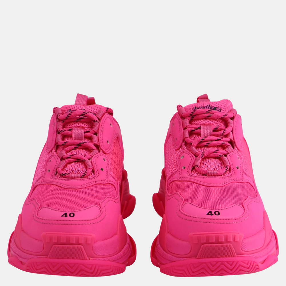 

Balenciaga Pink Nylon/Mesh Triple S Sneakers Size EU