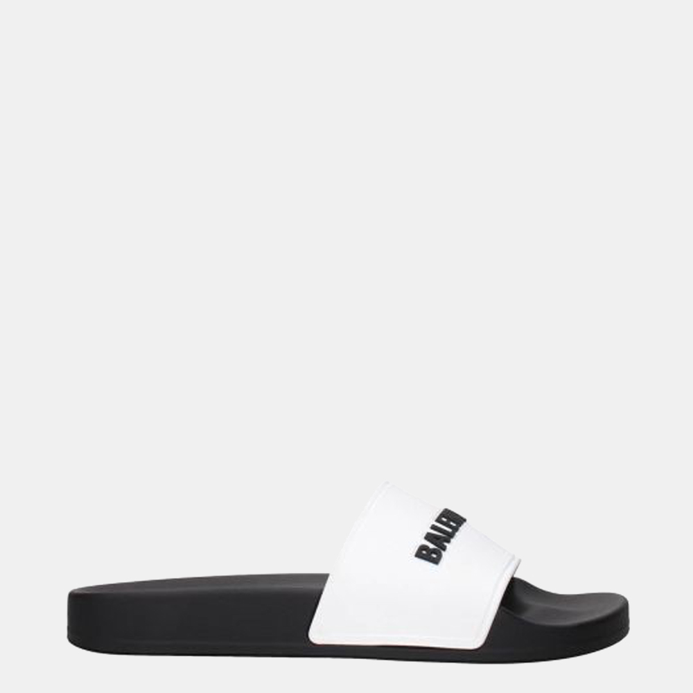

Balenciaga White/Black Rubber Slides Size US 6 EU