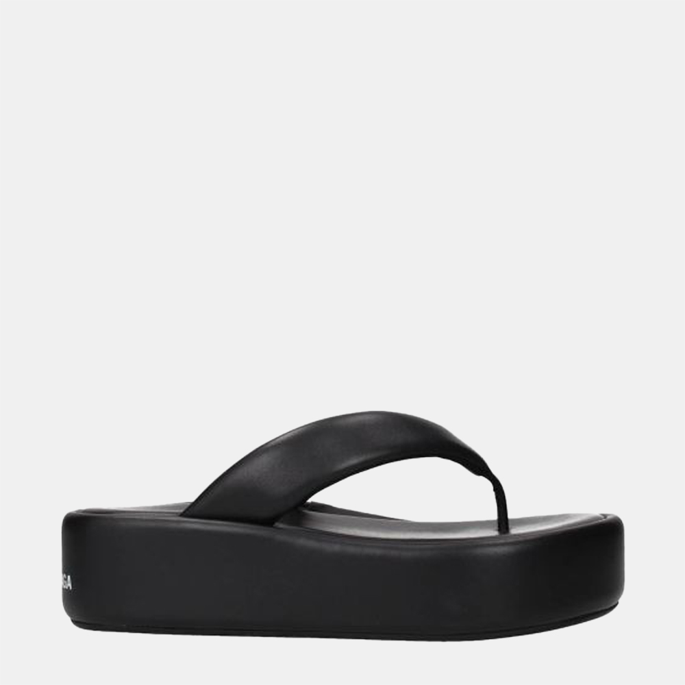 

Balenciaga Black Leather Rise Thong Flip Flops Size US 9 EU