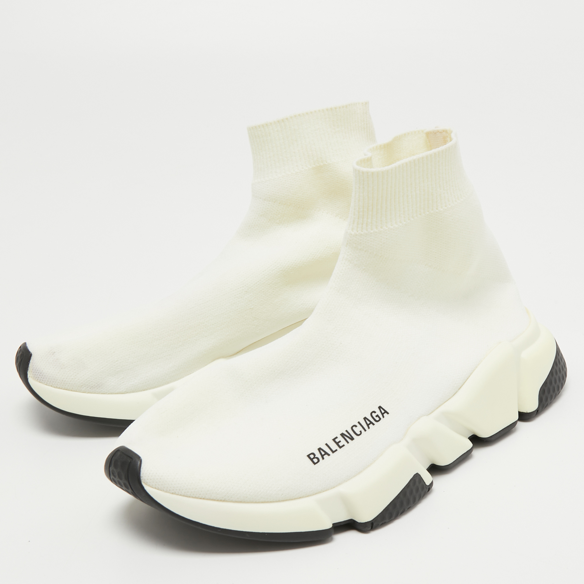 

Balenciaga Cream Knit Fabric Speed Trainer Sneakers Size