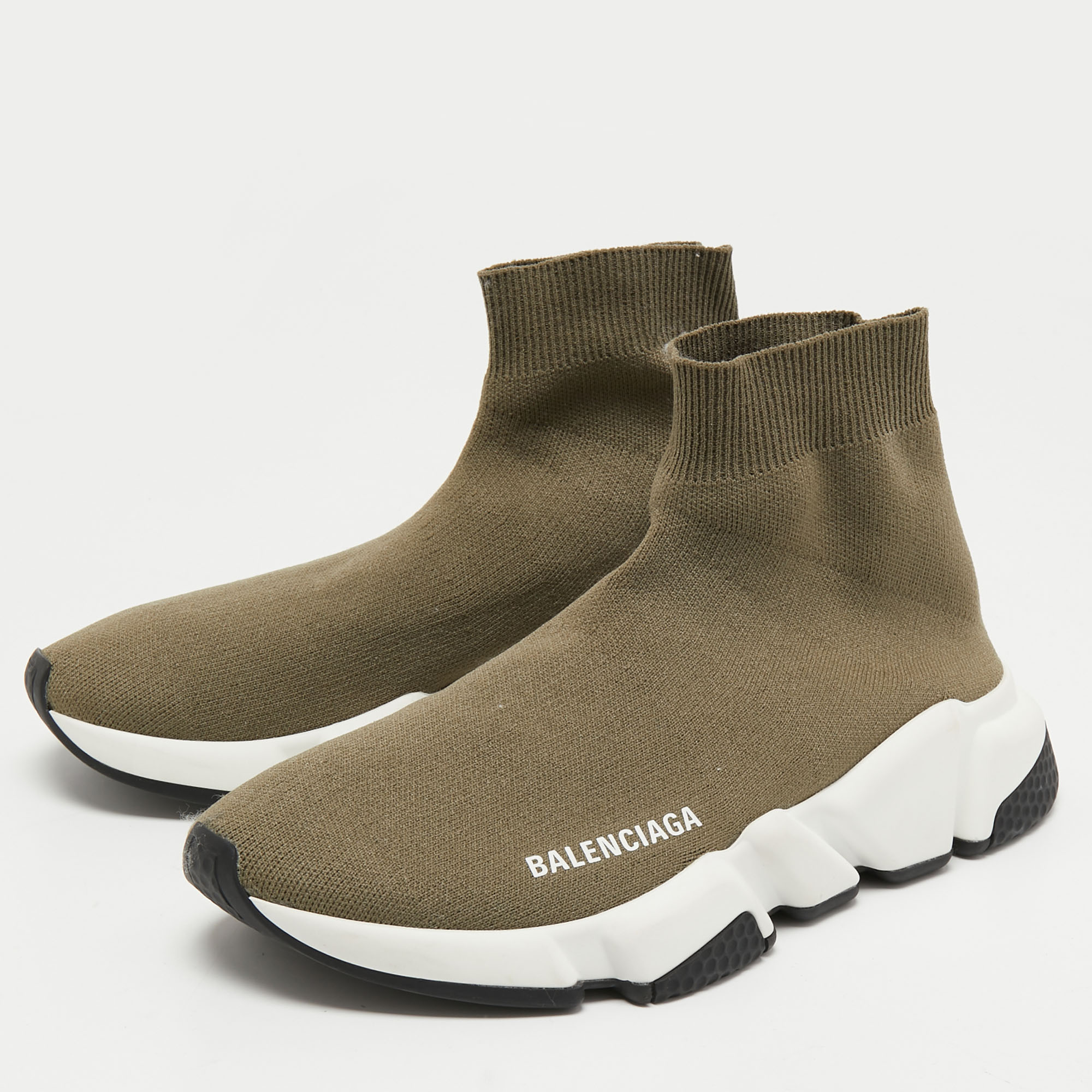 

Balenciaga Green Knit Fabric Speed High Sneakers Size