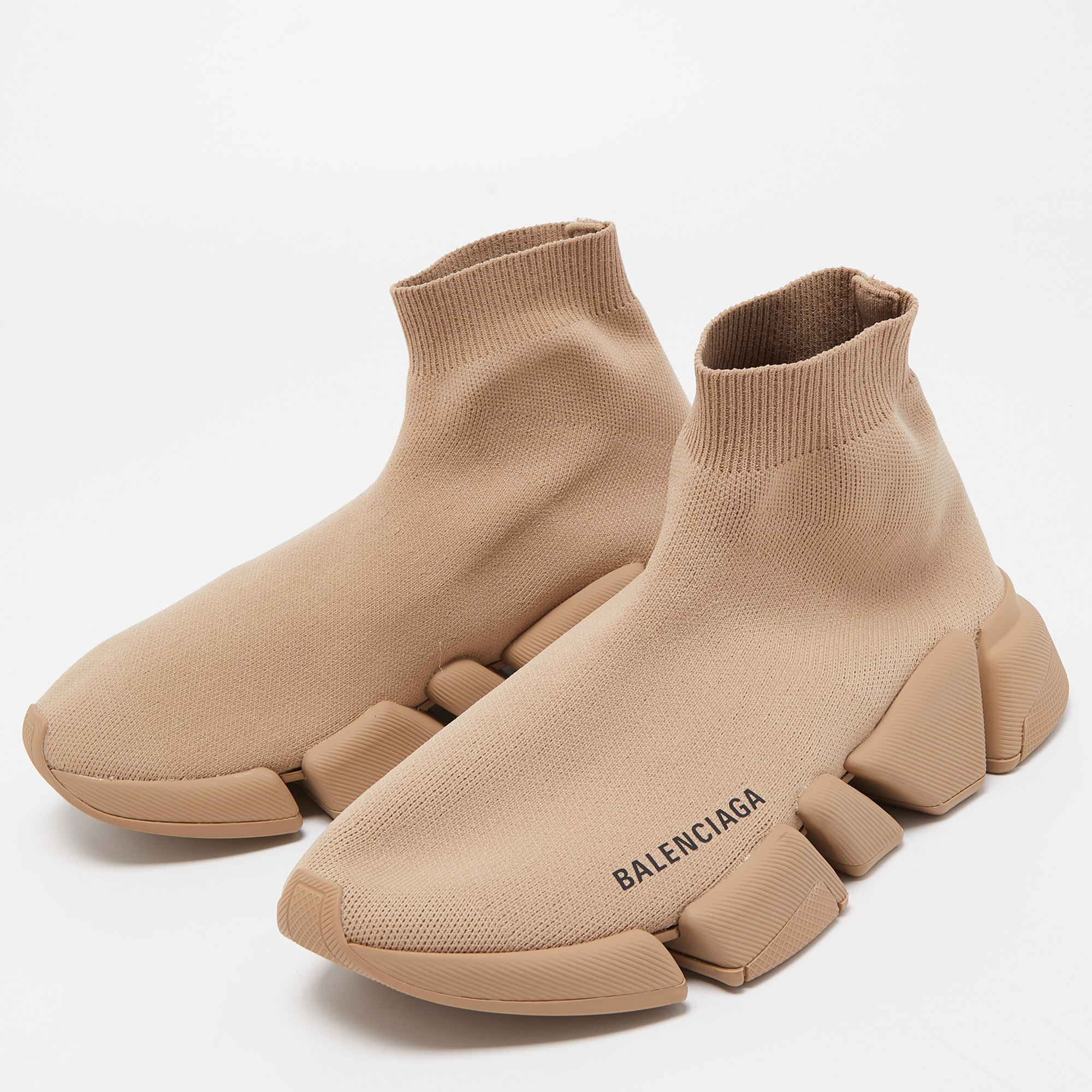 

Balenciaga Brown Knit Fabric Speed Trainer Sneakers Size