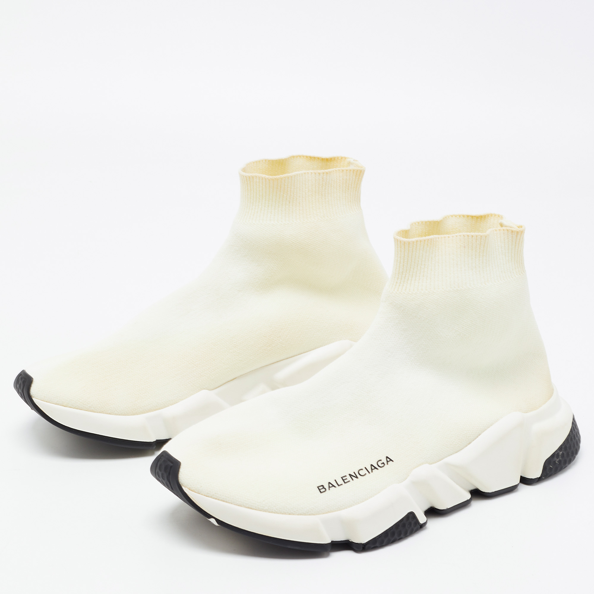 

Balenciaga Off White Knit Fabric Speed Trainer Sneakers Size