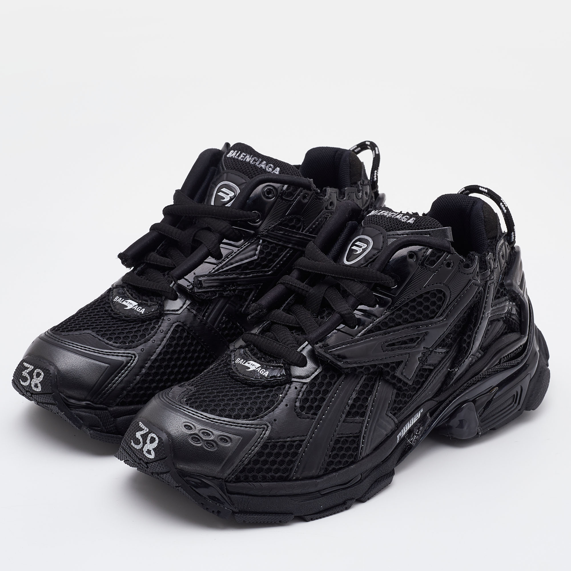 

Balenciaga Black Leather and Mesh Track Runner Sneakers Size