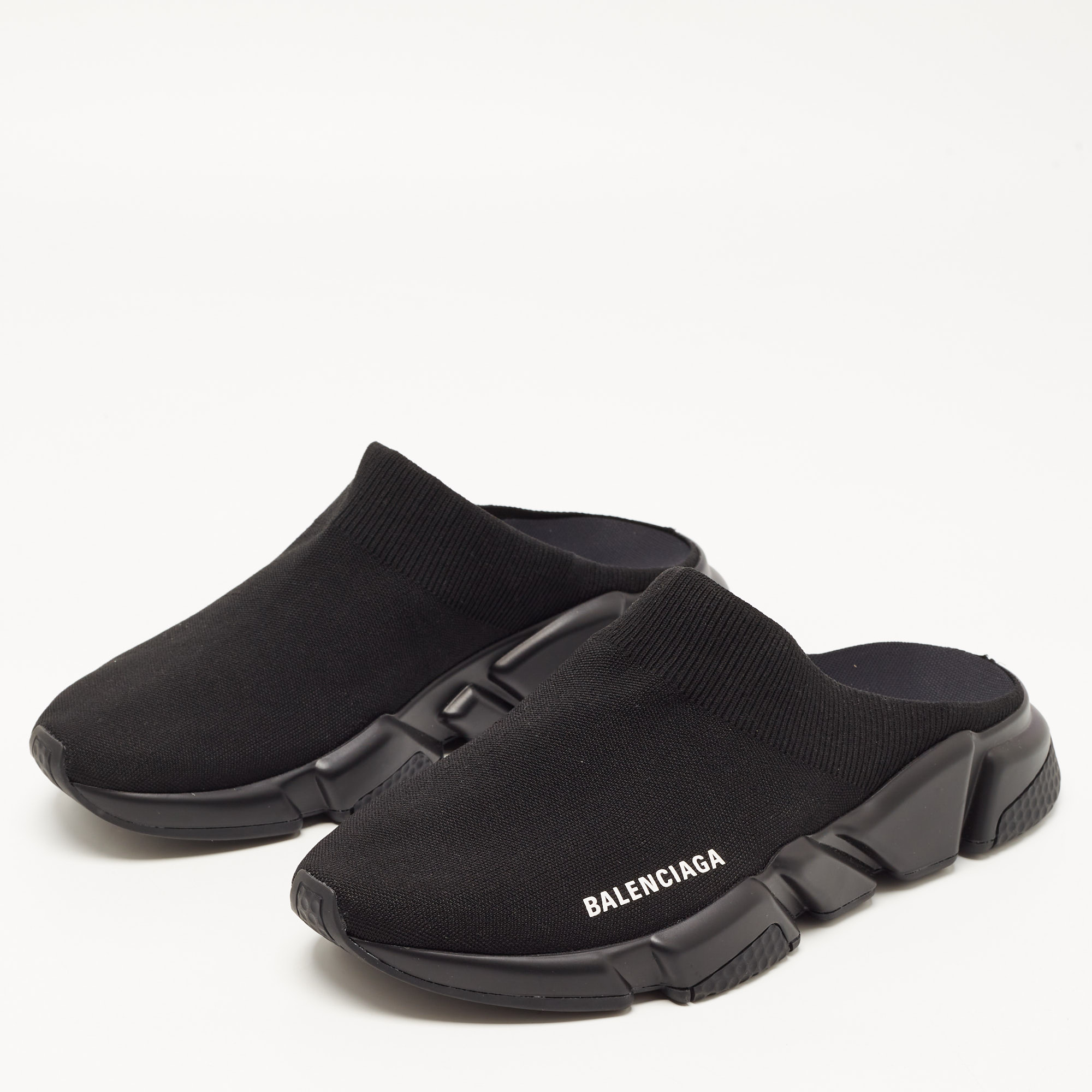 

Balenciaga Black Knit Fabric Speed Trainer Mule Sneakers Size