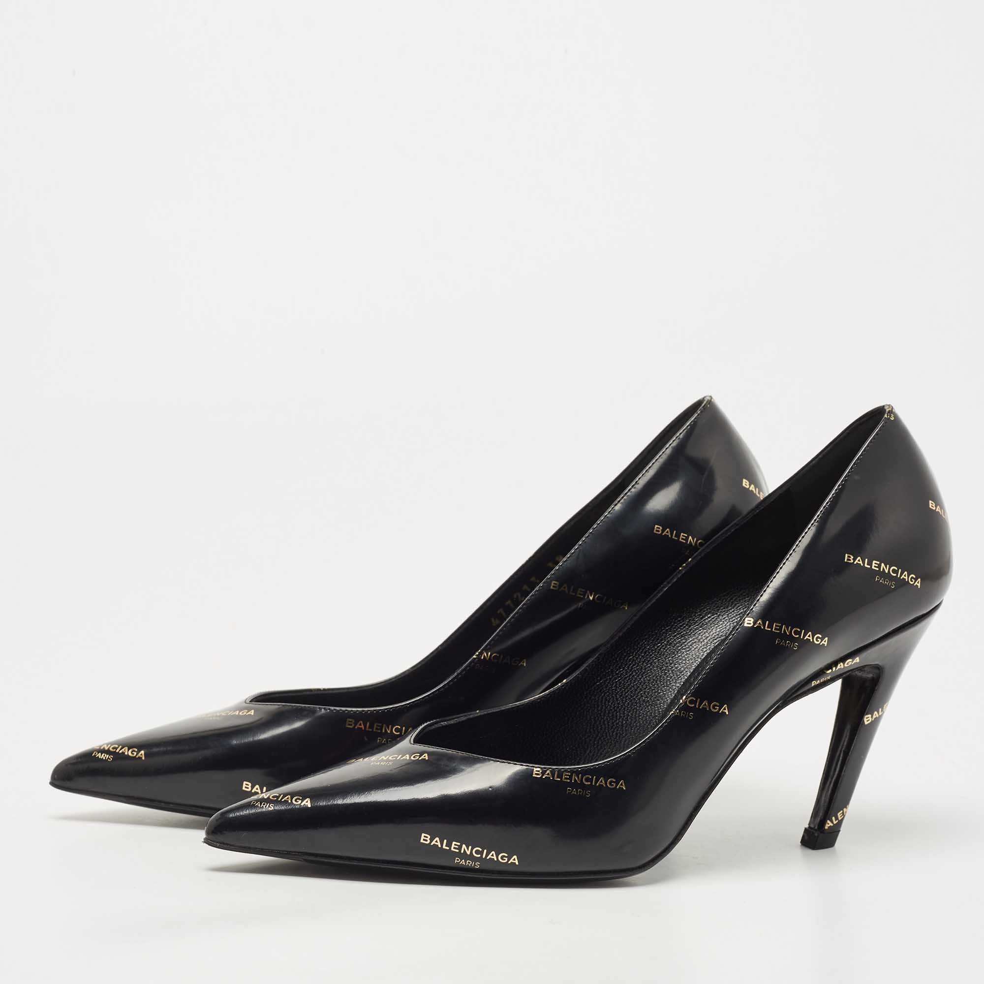 

Balenciaga Black Leather Talon Slash Pumps Size