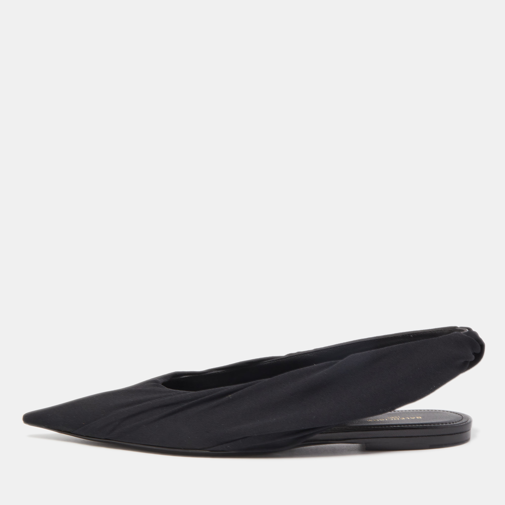 Pre-owned Balenciaga Black Fabric Knife Slingback Flats Size 38