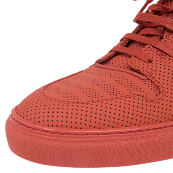Balenciaga Red Perforated High Top Sneakers Size 45 Balenciaga