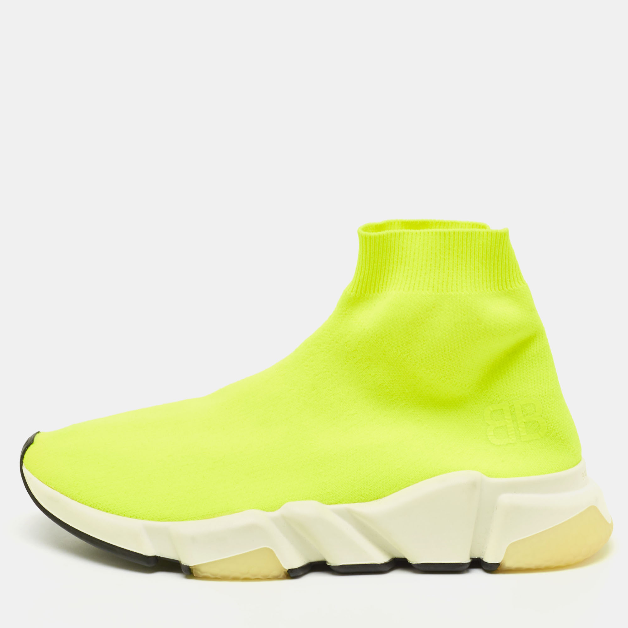 

Balenciaga Neon Yellow Knit Fabric Speed Trainer Sneakers Size