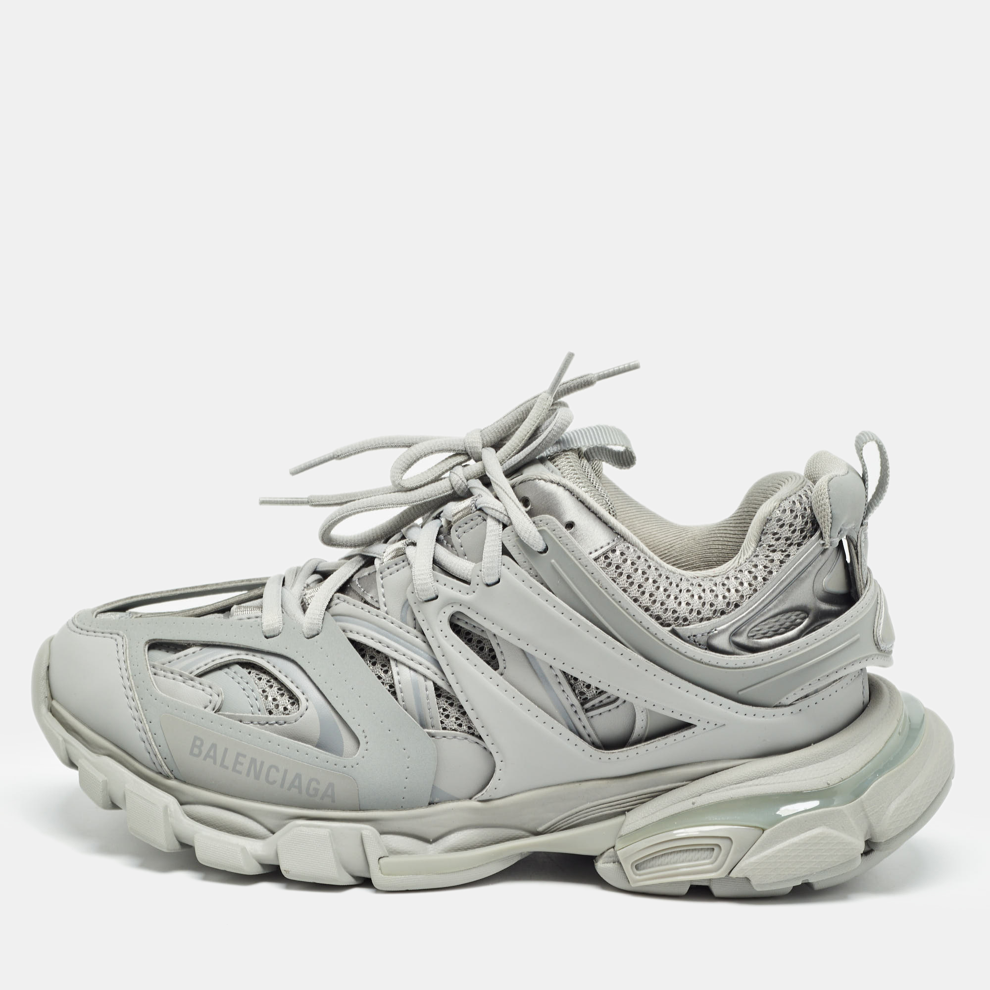

Balenciaga Grey Faux Leather Track Sneakers Size