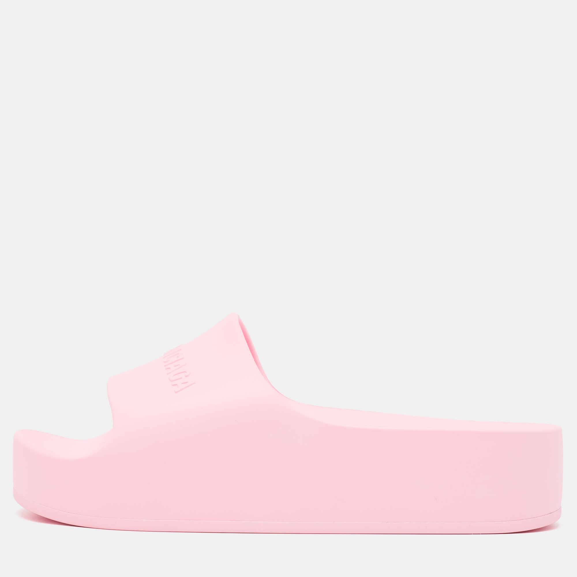 

Balenciaga Pink Rubber Logo Chunky Slides Size