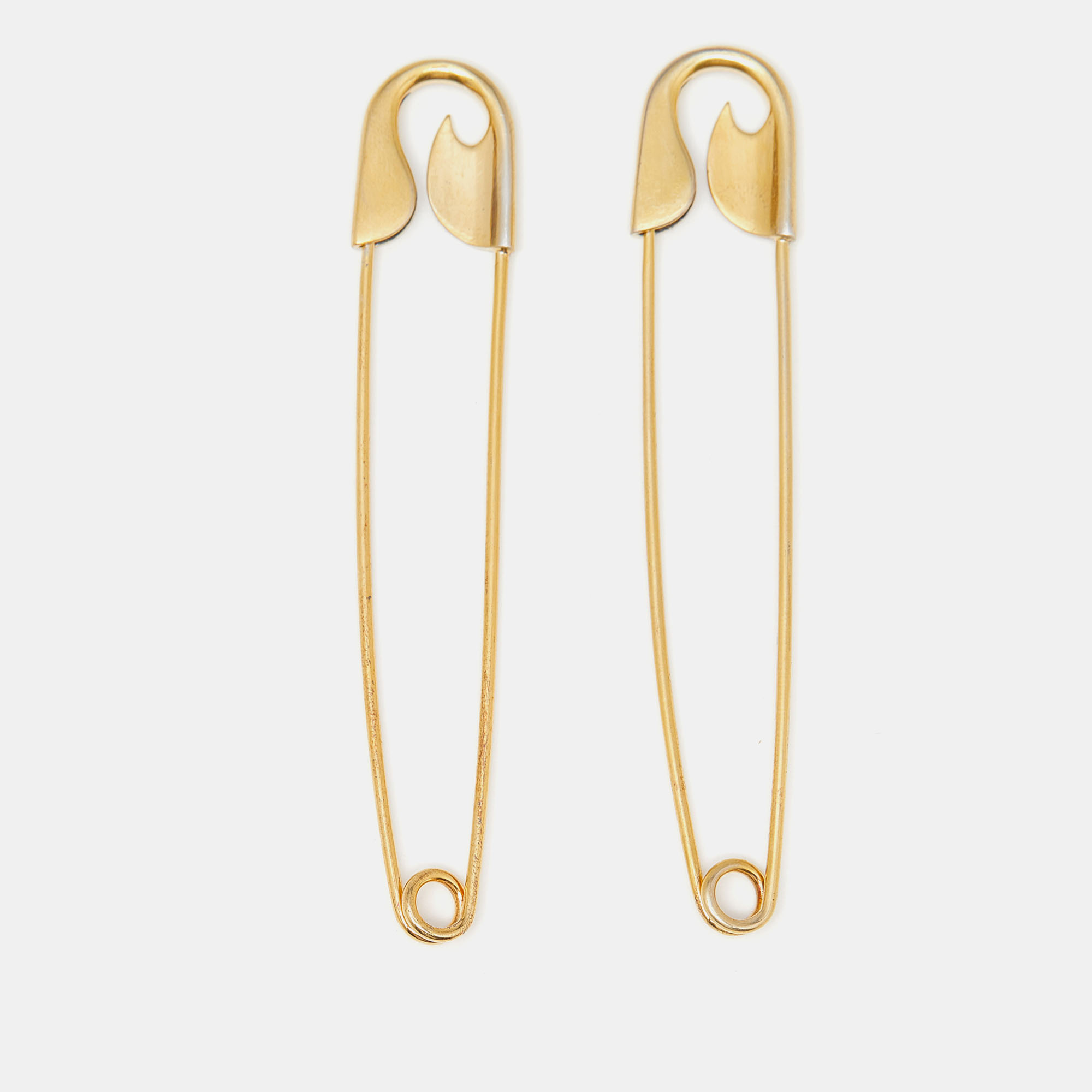 

Balenciaga Gold Tone Sterling Silver Safety Pin Earrings