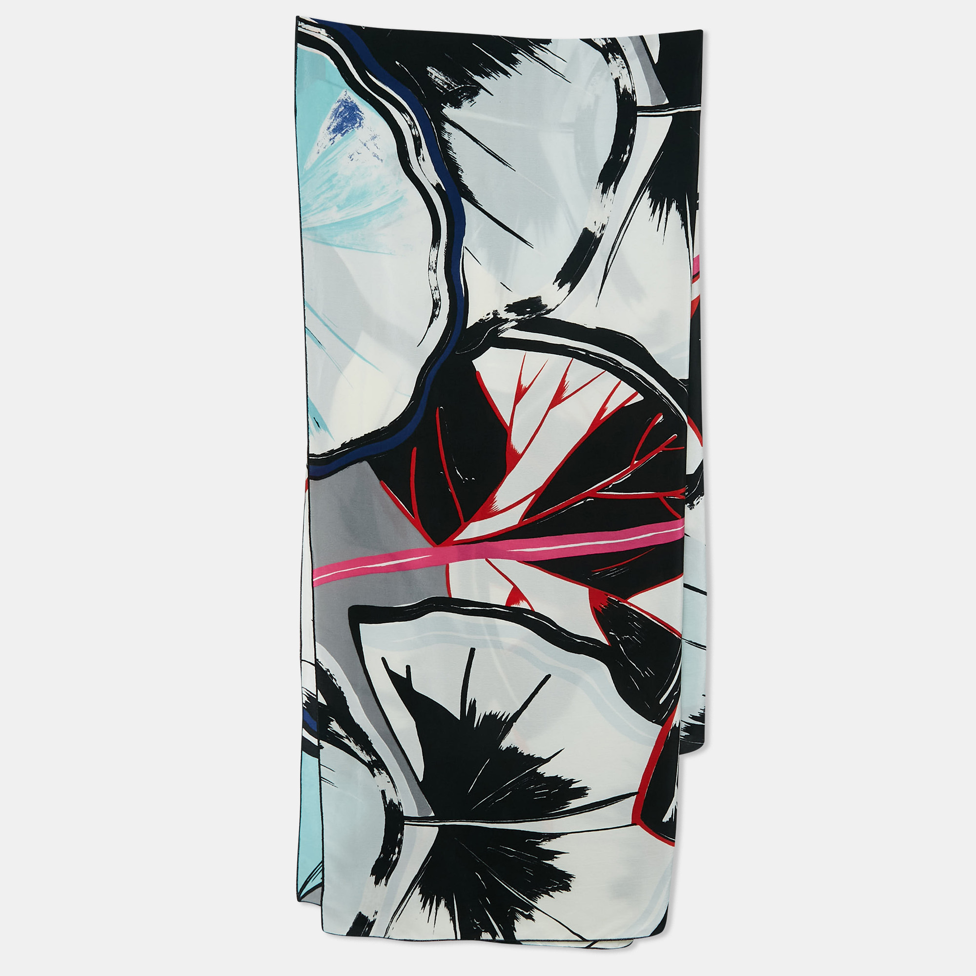 Pre-owned Balenciaga Multicolor Abstract Printed Silk Scarf