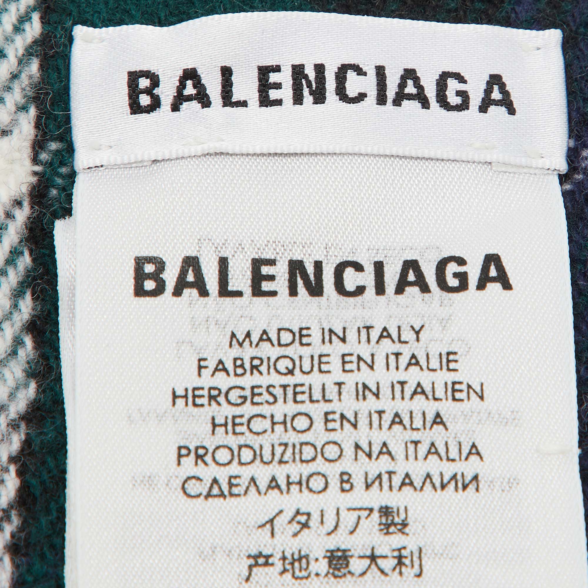 Balenciaga Multicolor Logo Print Wool Scarf 