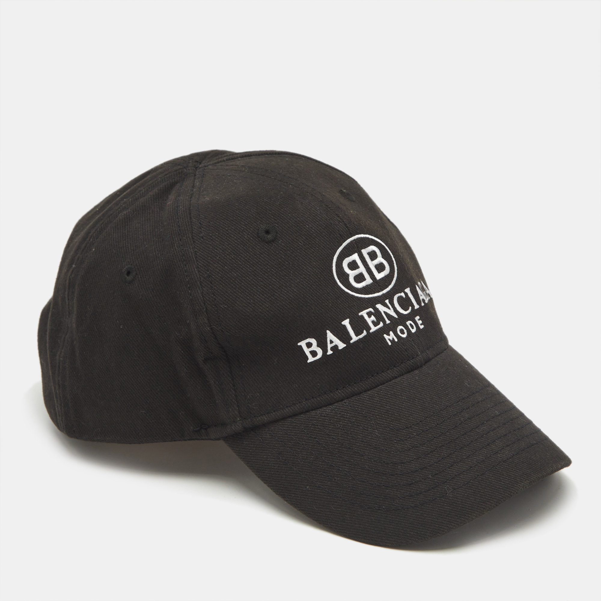

Balenciaga Black Logo Embroidered Cotton Baseball Cap L, Blue
