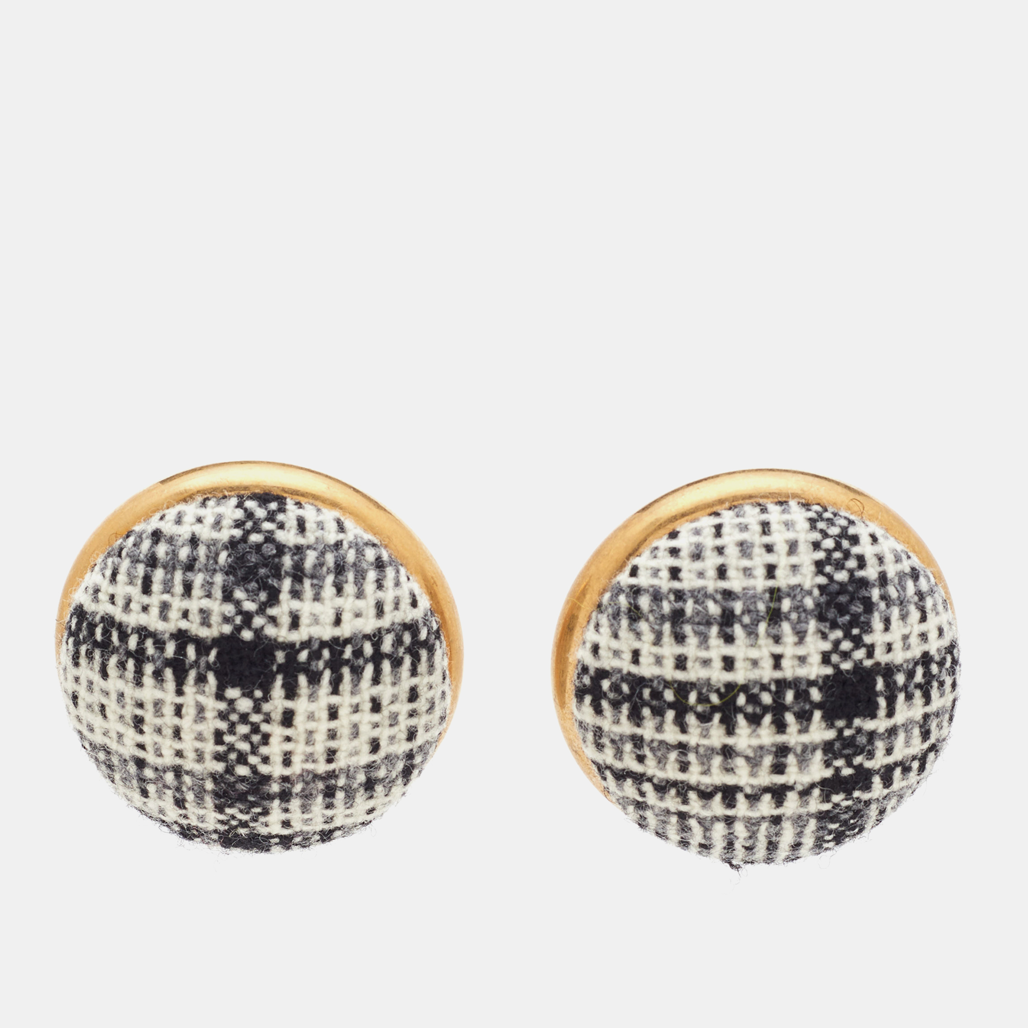 

Balenciaga Earp Fabric Gold Tone Round Button Earrings