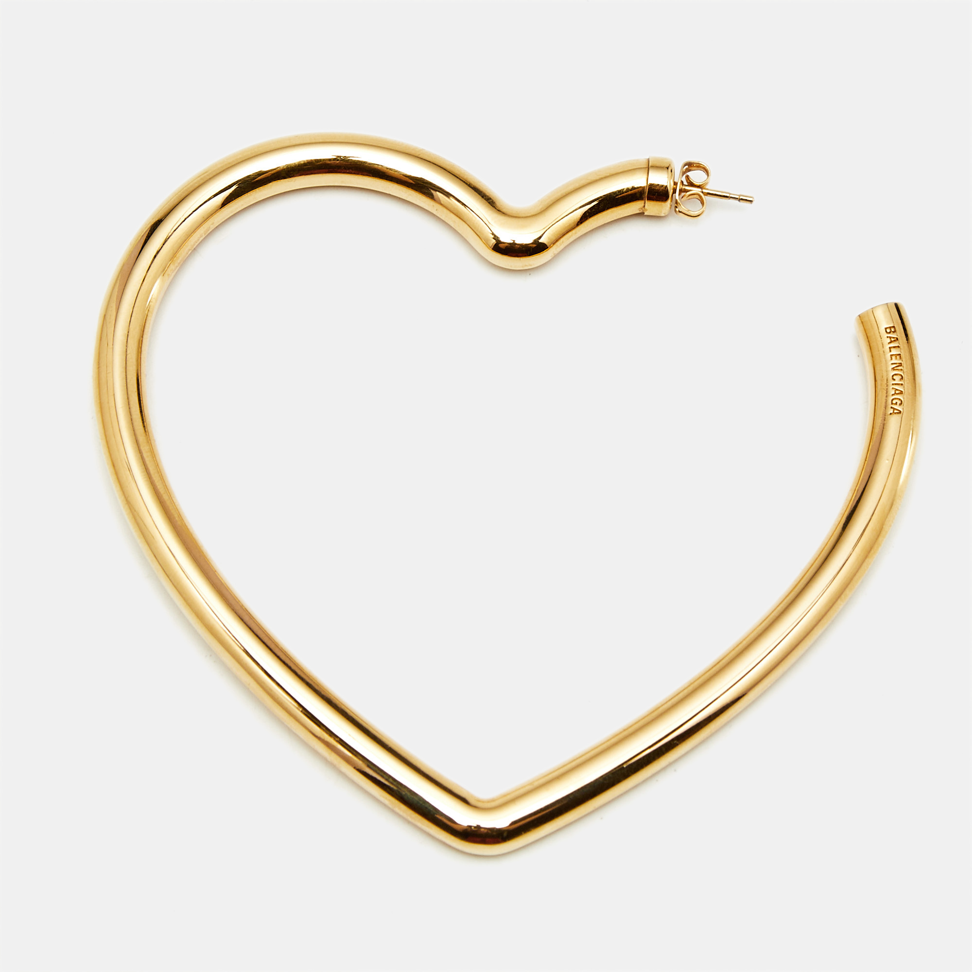

Balenciaga Heart Gold Tone Single Hoop Earring