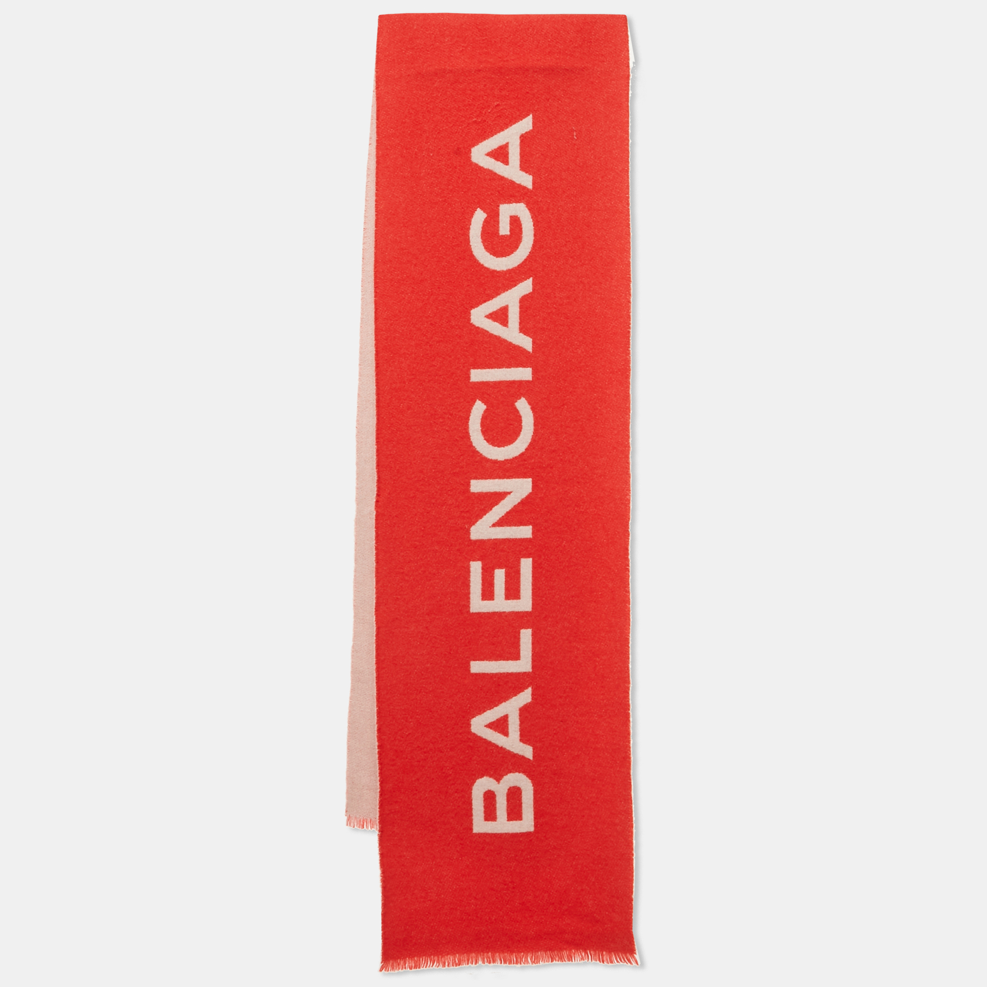

Balenciaga Red/Pink Logo Intarsia Cashmere Scarf