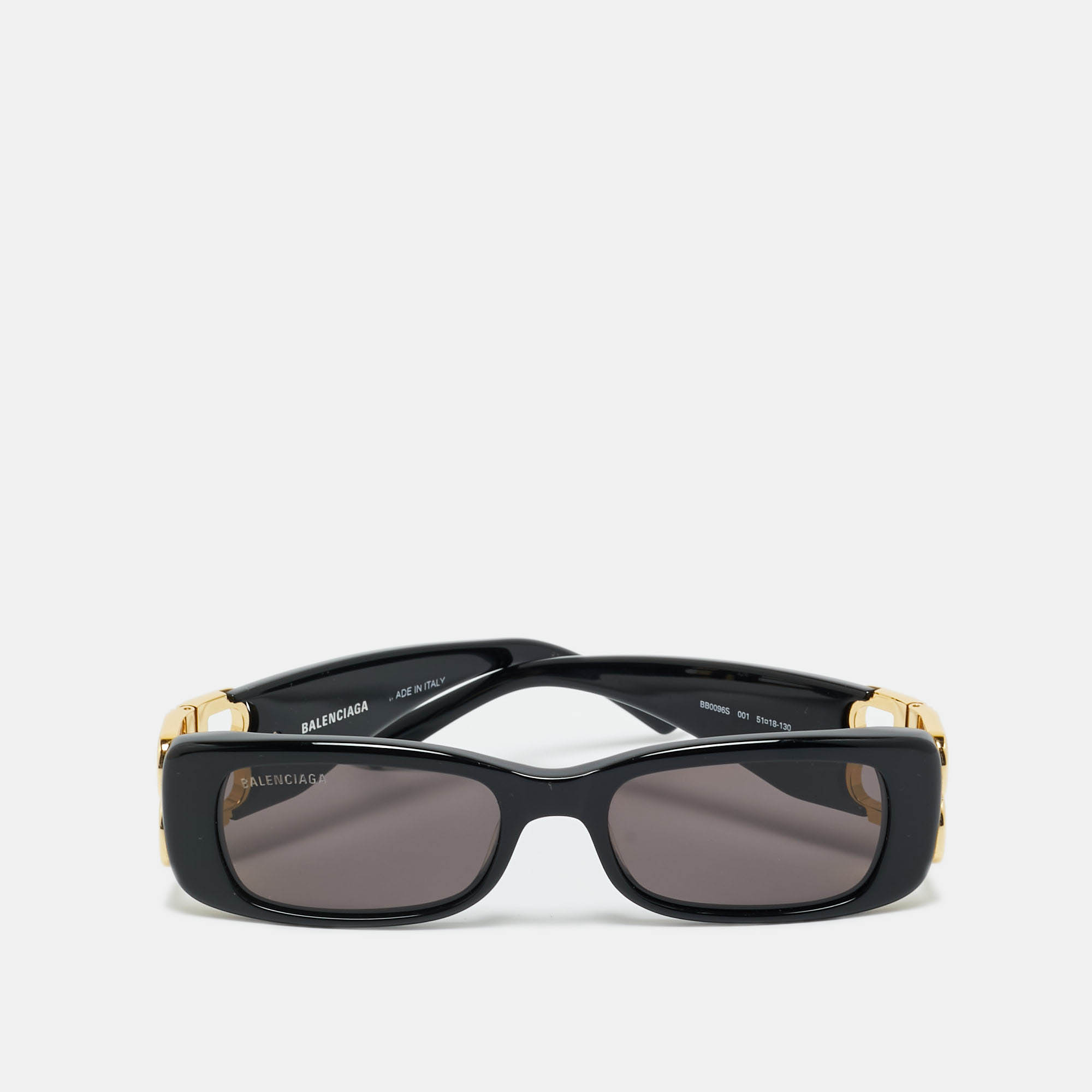 

Balenciaga Black/Gold Tone BB0096S Dynasty Rectangle Sunglasses