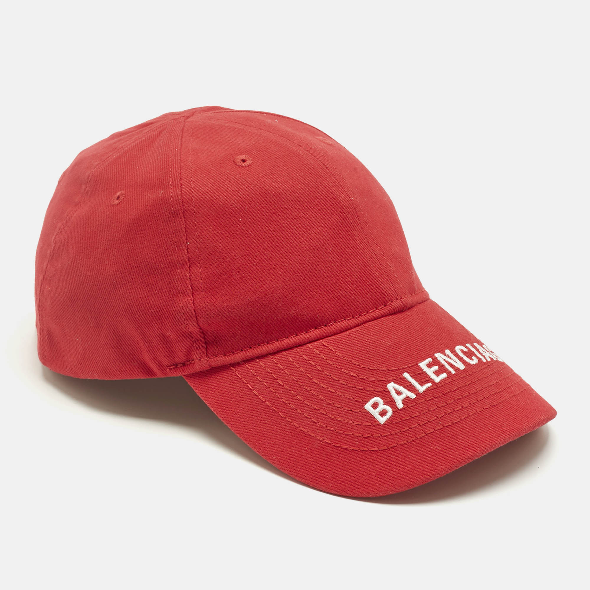 

Balenciaga Red Logo Embroidered Cotton Baseball Cap L