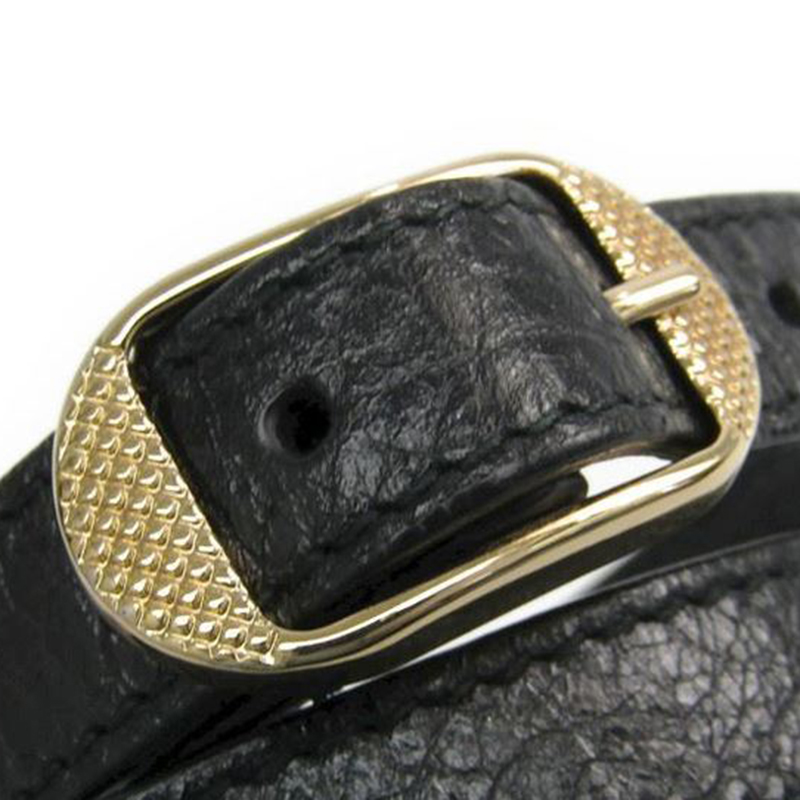 

Balenciaga Black Leather Giant Gold Triple Tour Bracelet