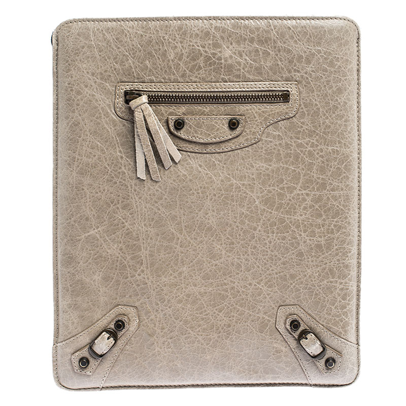 Pre Owned Balenciaga Dark Beige Leather iPad Cover