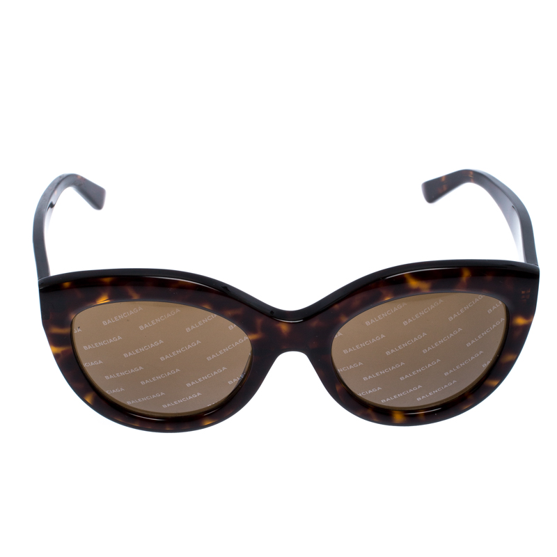 

Balenciaga Brown Tortoise Gradient Logomania Cateye Sunglasses