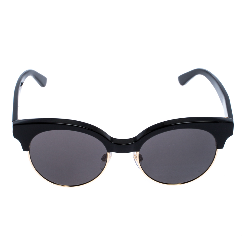 

Balenciaga Black/Gold BA 128 Half Rim Round Sunglasses