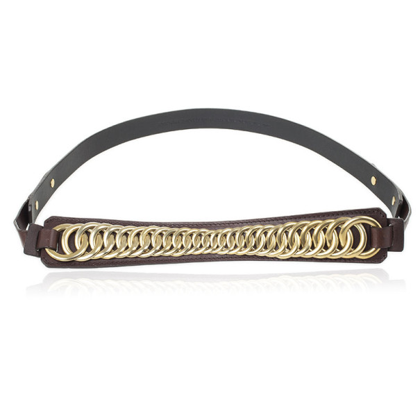 Balenciaga Brown Leather Chain Belt 85 CM