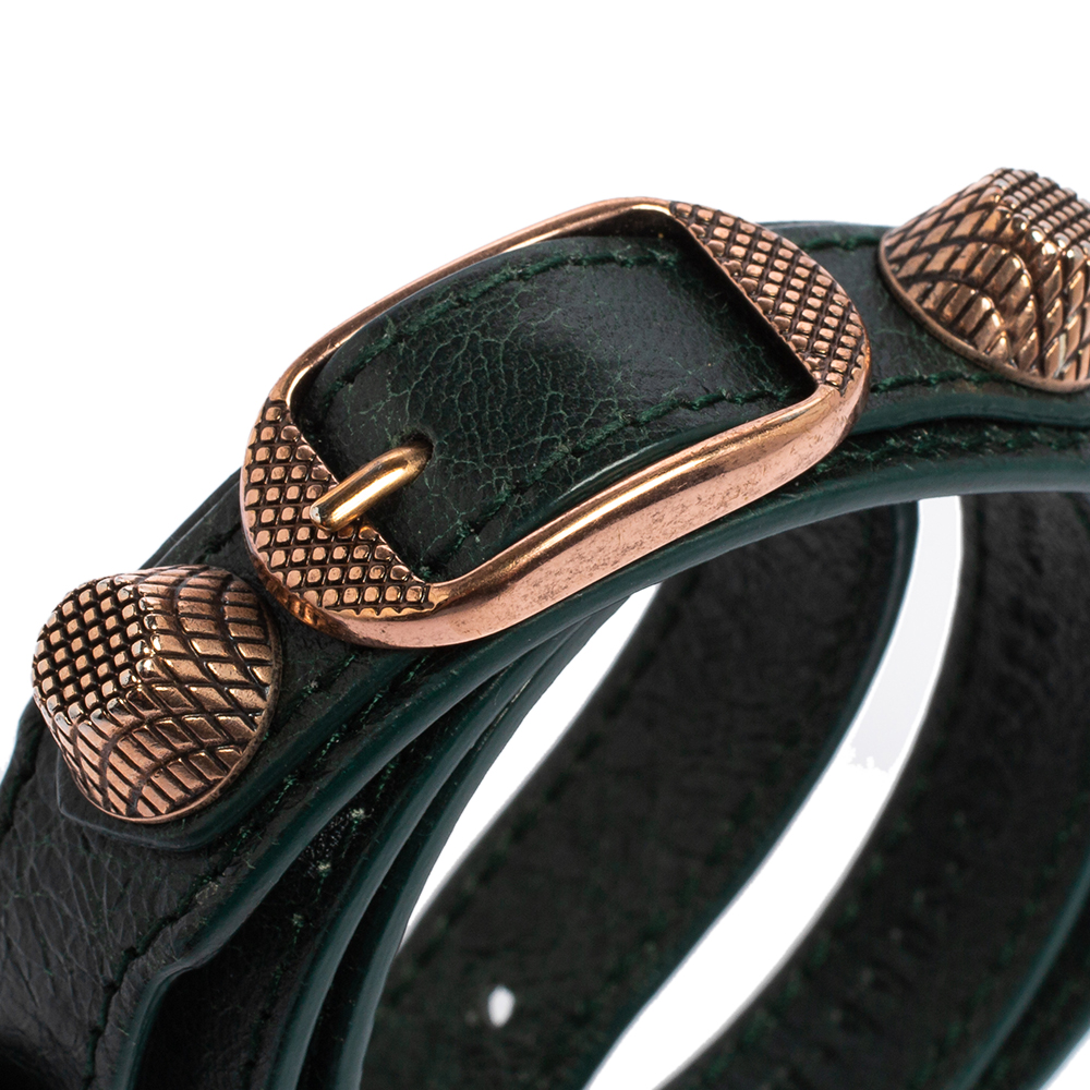 

Balenciaga Arena Giant Green Leather Triple Tour Bracelet