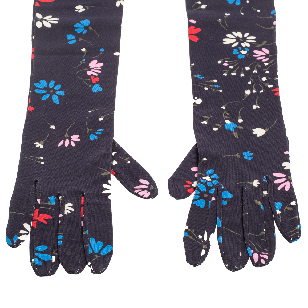 

Balenciaga Navy Blue Floral Printed Long Gloves